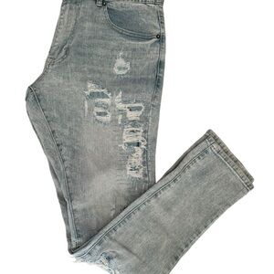 Men's Distressed  Slim fit Smoke Rise Gray Jeans